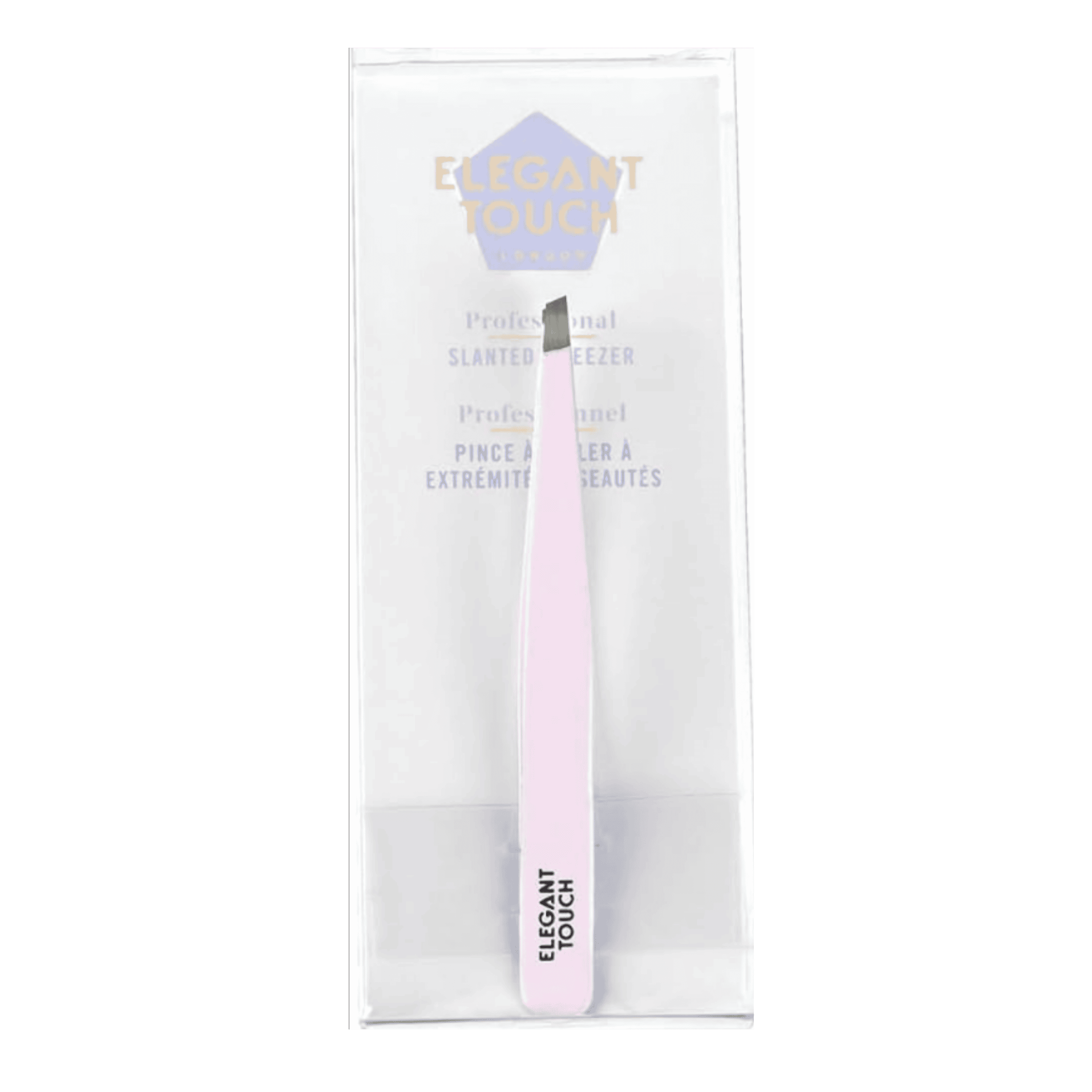 ELEGANT TOUCH SLANT END TWEEZERS (8942) - 5011522018942 Elegant Touch Slant End Tweezers with precision angled tip in retail packaging.