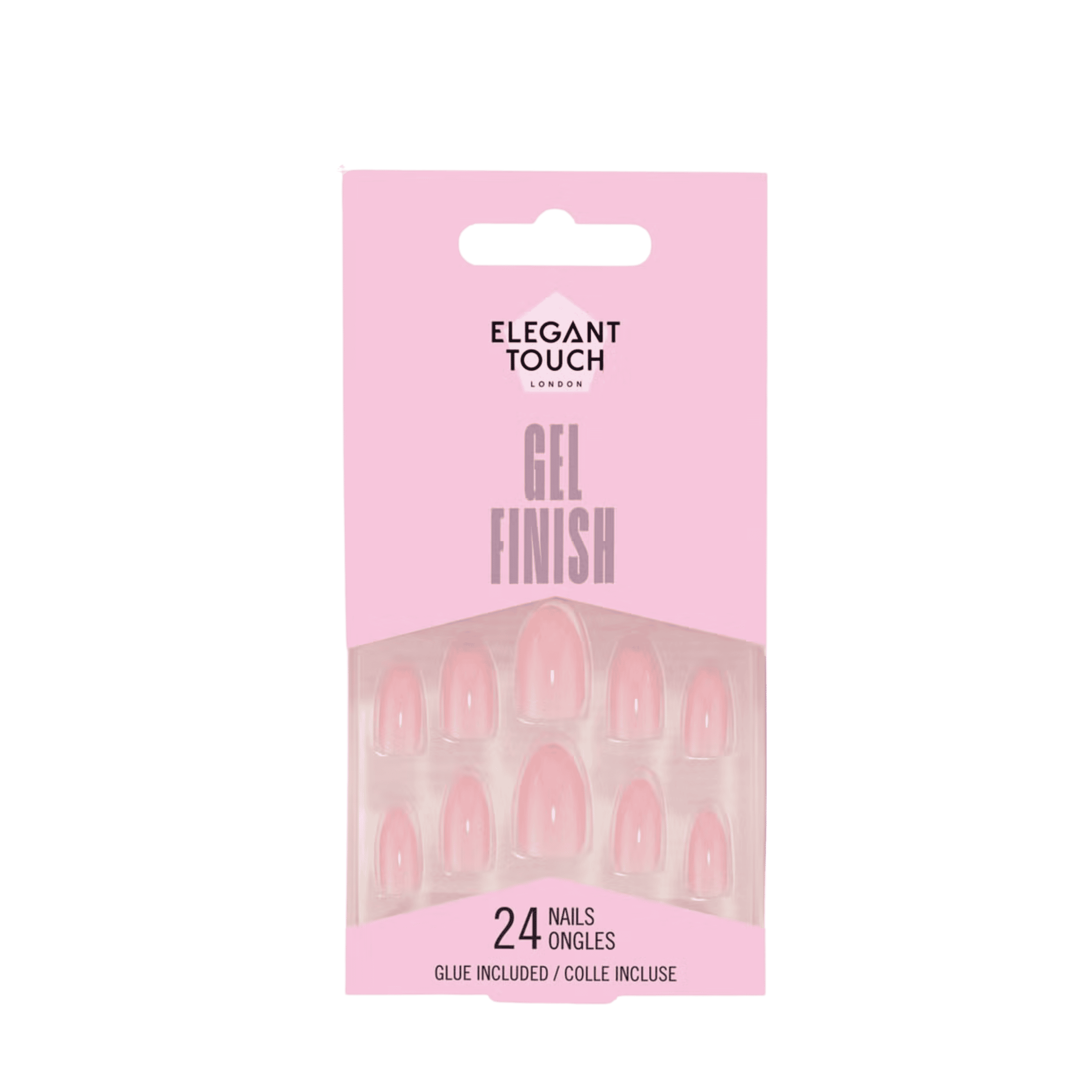 ELEGANT TOUCH Gel Finish Cotton Candy False Nails in a soft pastel pink shade with a salon-inspired glossy finish and glue included.