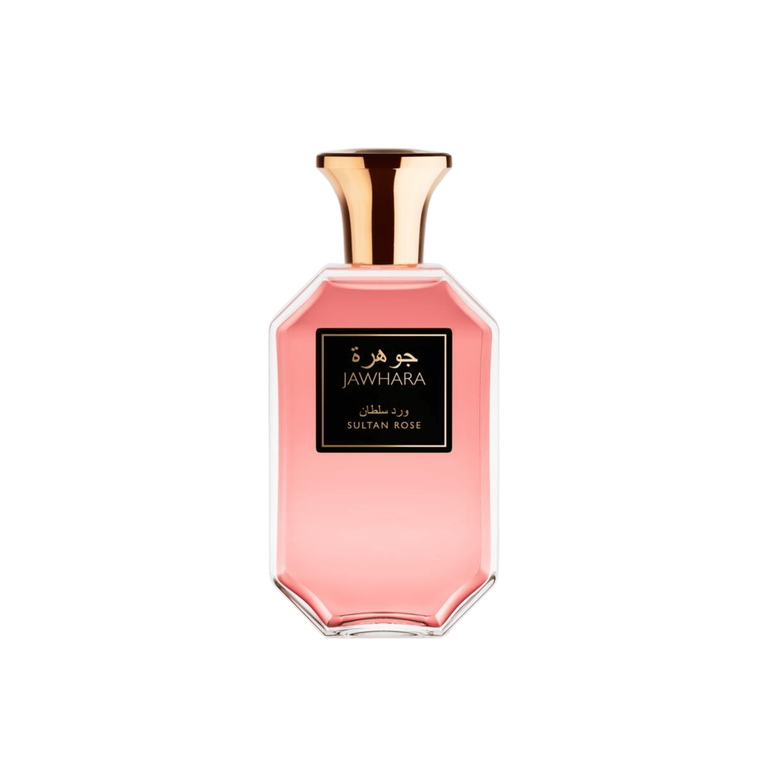 Jawhara Sultan Rose Eau de Parfum 100ml unisex woody floral Arabic fragrance bottle with pink juice and gold cap