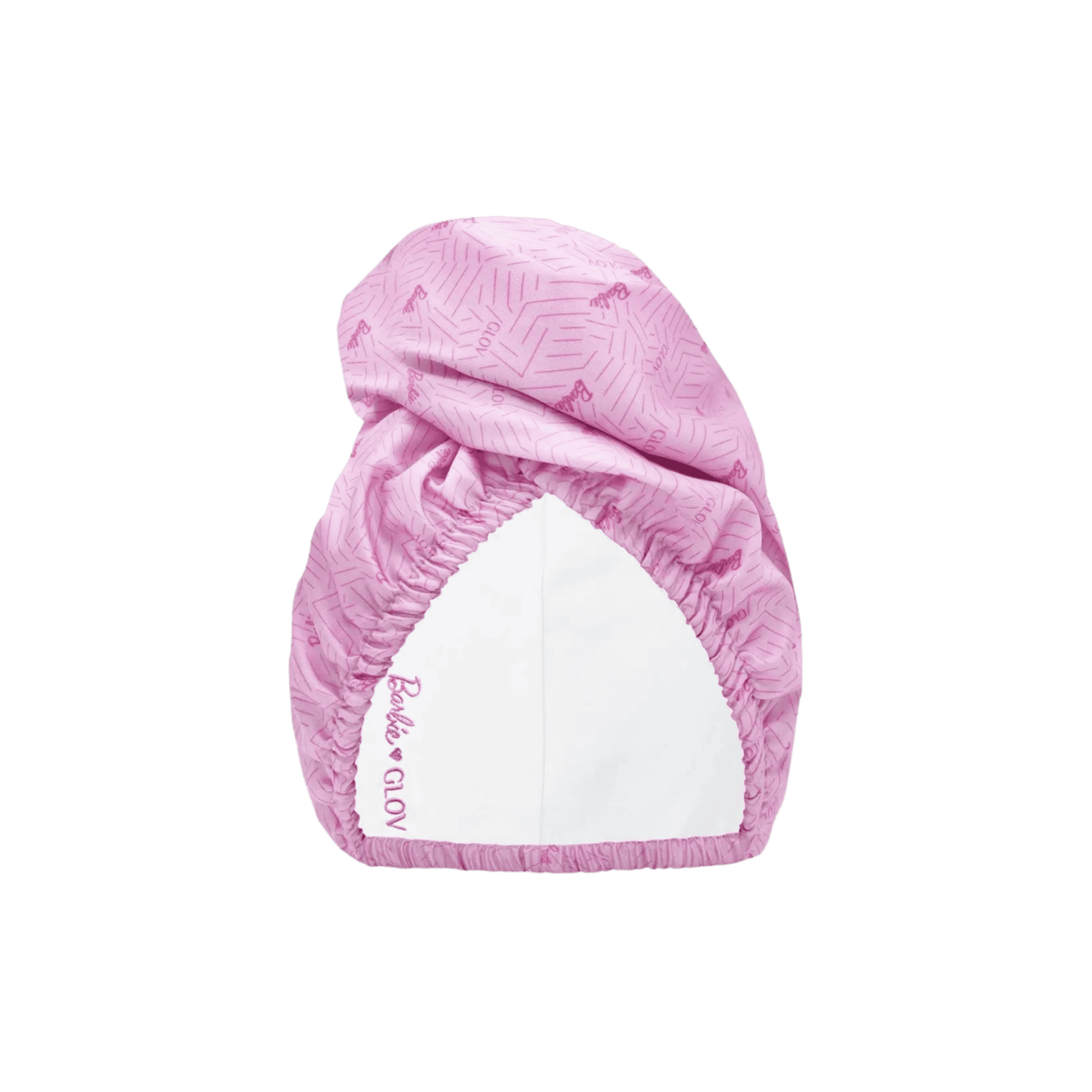 Pink GLOV Barbie Double-Sided Hair Wrap Zigzag with absorbent microfiber and satin sides to reduce frizz and drying time