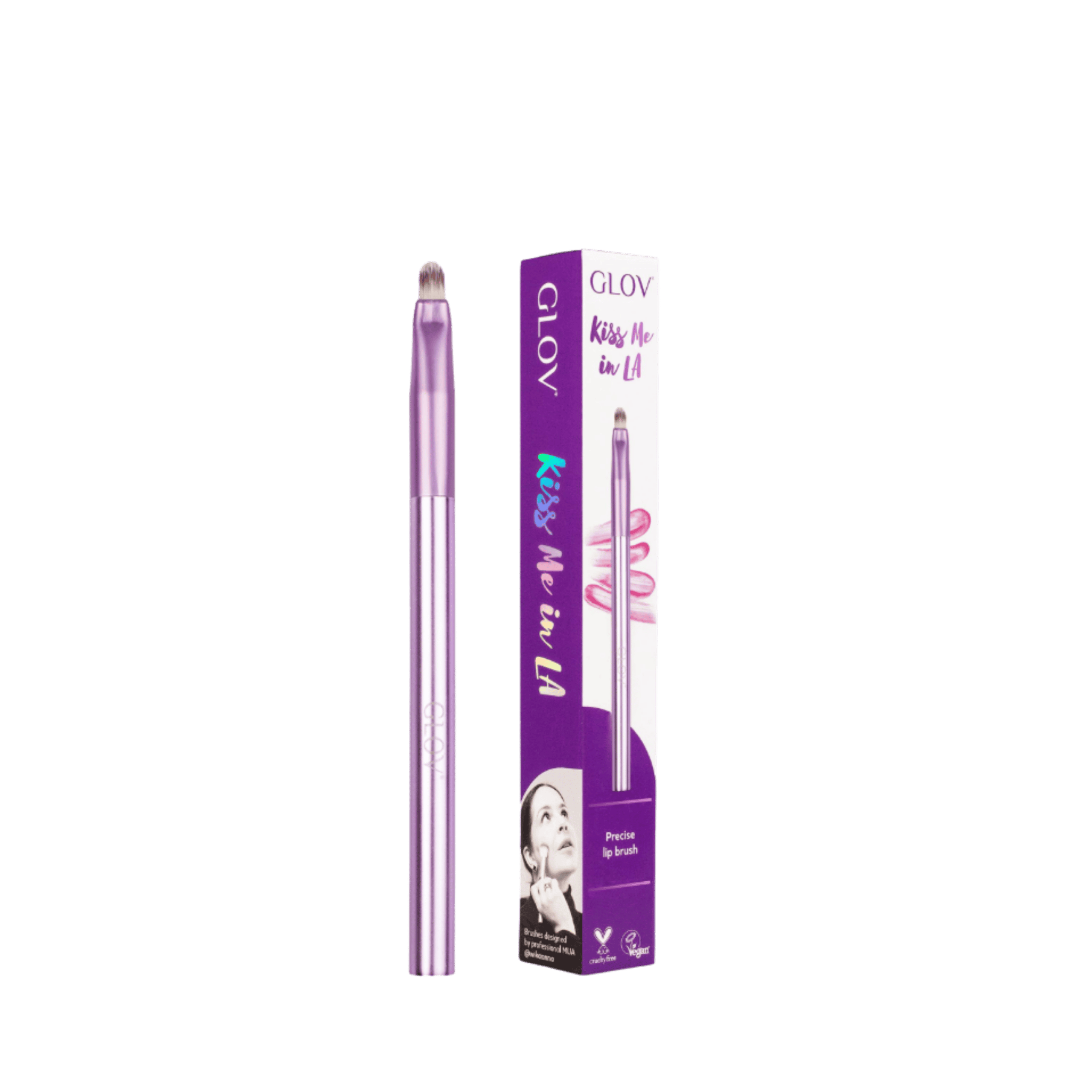 GLOV Kiss Me in LA Lip Brush with vegan synthetic bristles for precise lipstick and lip liner application.